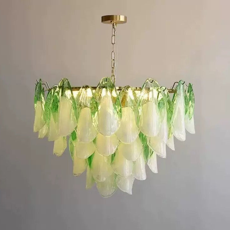 Glass and Brass Chandelier for Boutique Hotel Dining Room or Bedroom Modern Ceiling Light in Two Sizes Casalolalights