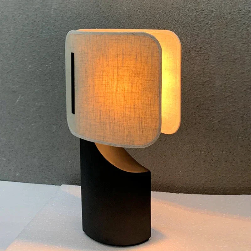 Maraki Linen Table Lamp Japandi Bedside Lighting Natural Material