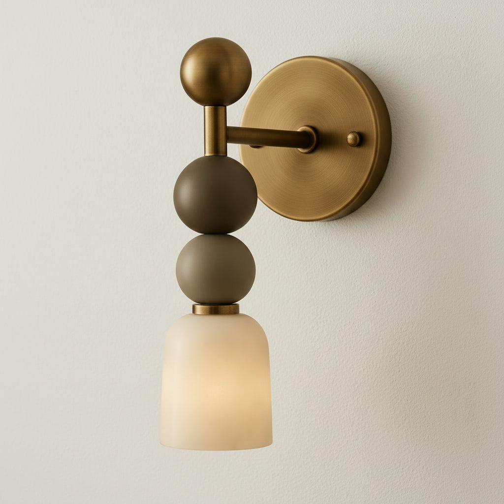 Marble and Brass Wall Sconce 150×386mm – Alabaster Bedside & Hallway Light
