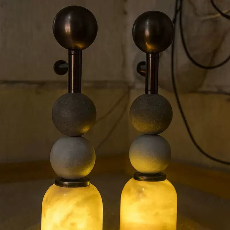 Marble and Brass Wall Sconce 150×386mm – Alabaster Bedside & Hallway Light