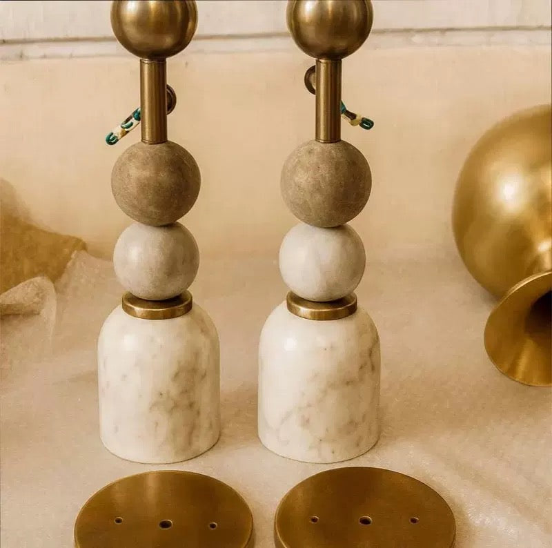 Marble and Brass Wall Sconce 150×386mm – Alabaster Bedside & Hallway Light