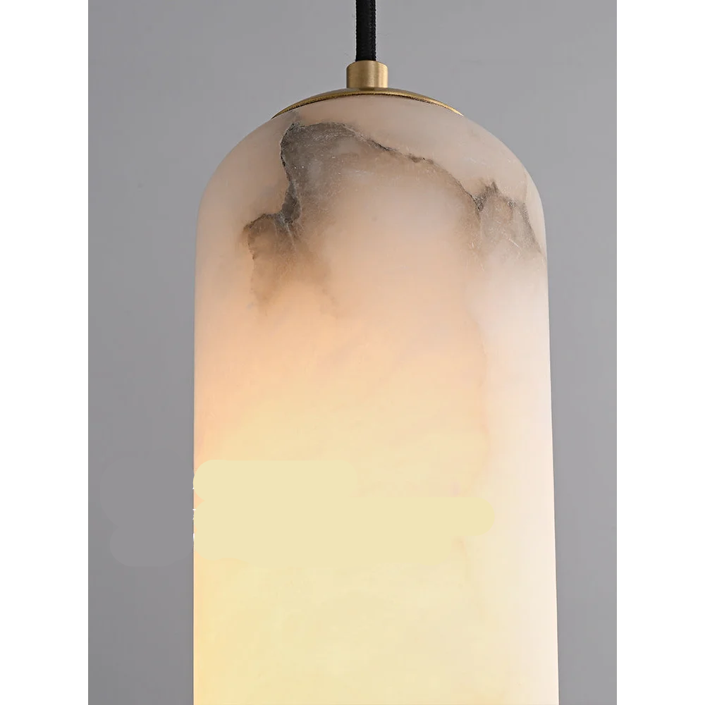 Marble Column Pendant Light | Minimal Brass Fixture for Kitchen Island