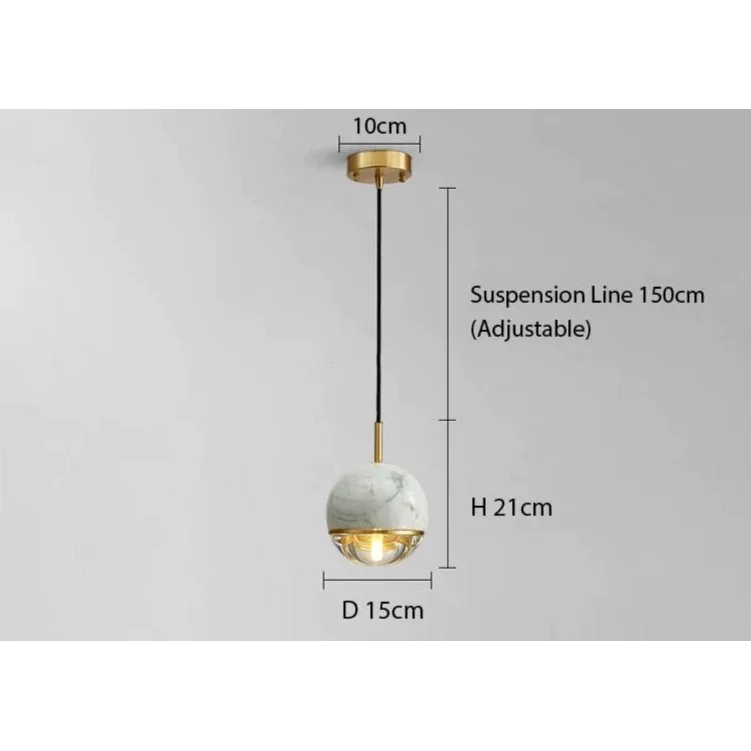 Marble Copper Cord Pendant Lights for Bedside Kitchen Dining Room