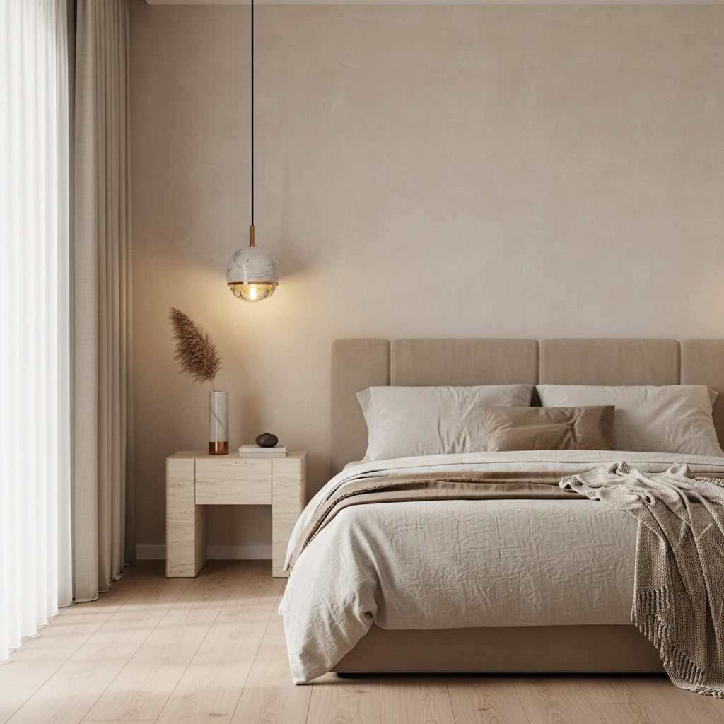 Marble Copper Cord Pendant Lights for Bedside Kitchen Dining Room