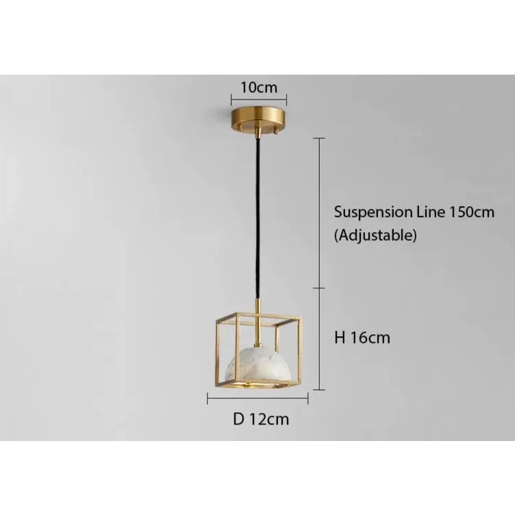 Marble Copper Cord Pendant Lights for Bedside Kitchen Dining Room