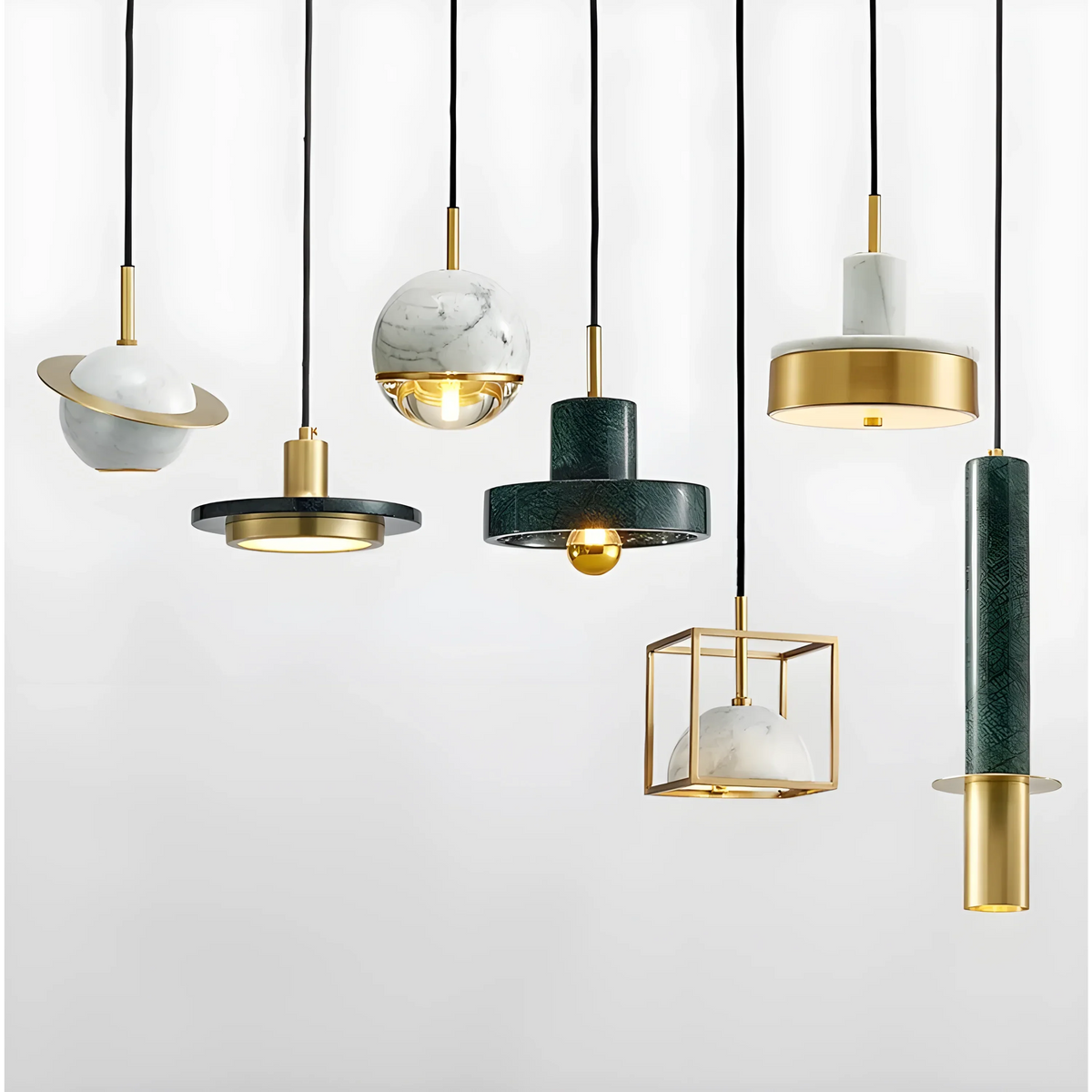 Marble Pendant Light | Solid Vein-cut Stone & Brushed Copper Cord Kitchen Island Foyer Dining Casalolalights Luxury