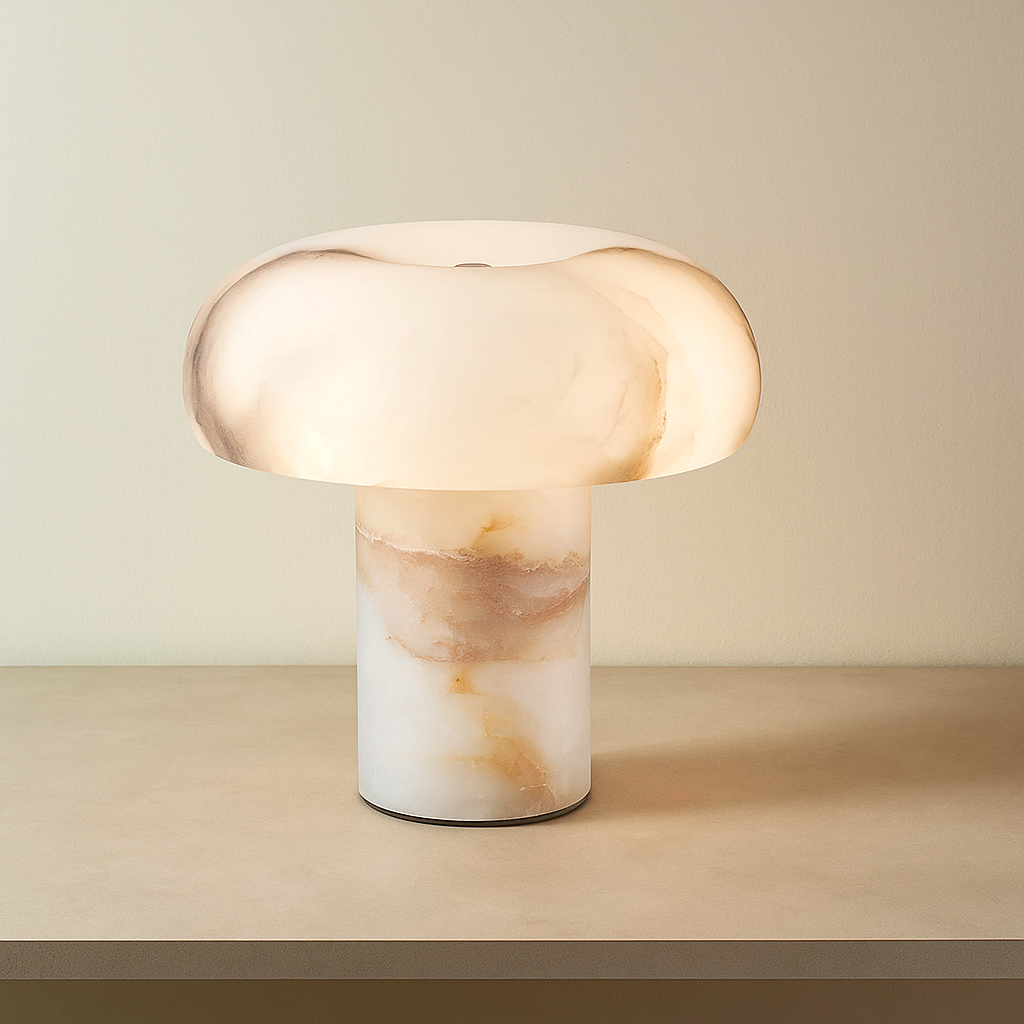 Marble Dome Table Lamp | Sculptural Mushroom Stone 28cm Modern Organic Bedside & Console Casalolalights Luxury Lamps