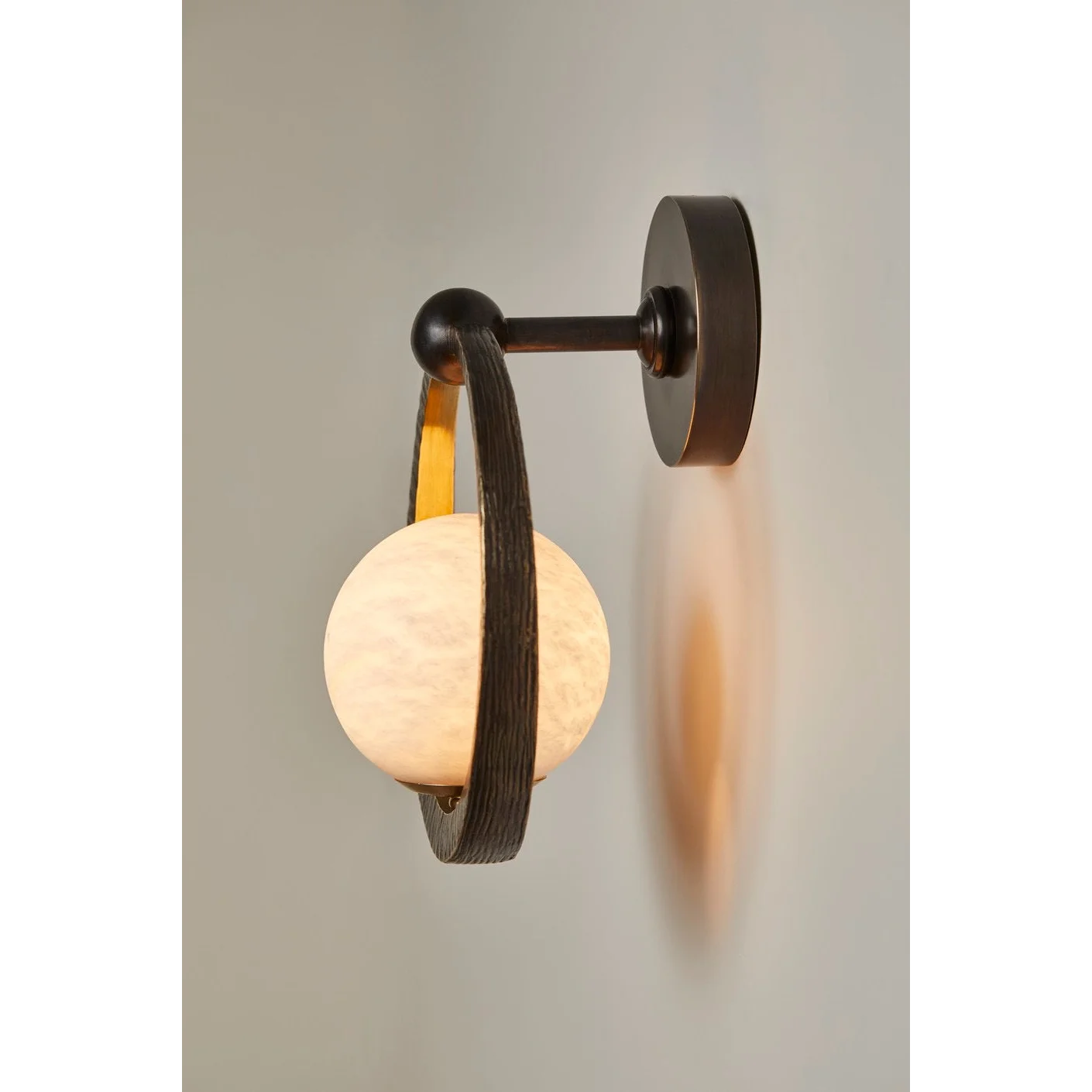 Textured Brass Ring Sconce | Marble Globe Bedside Light