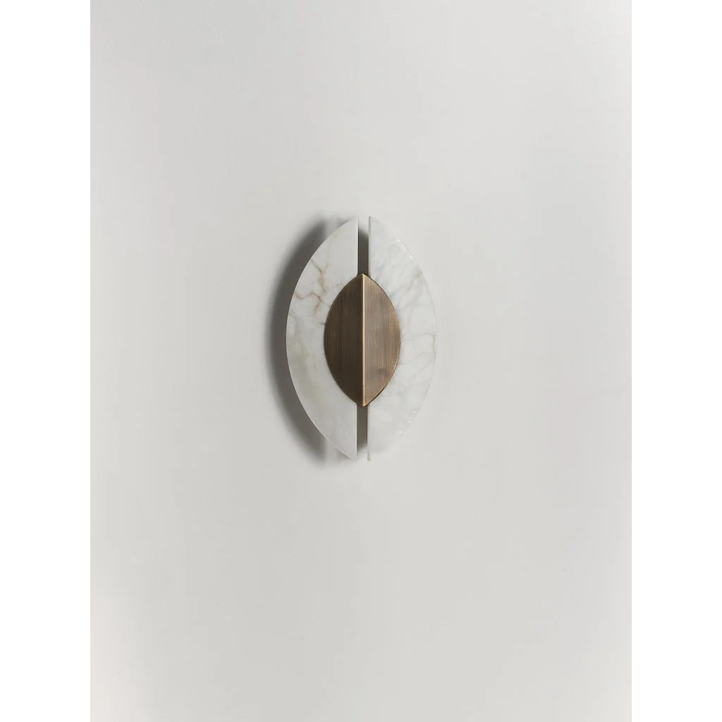 Calacatta Marble Leaf Sconce | Brushed Brass Wall Light