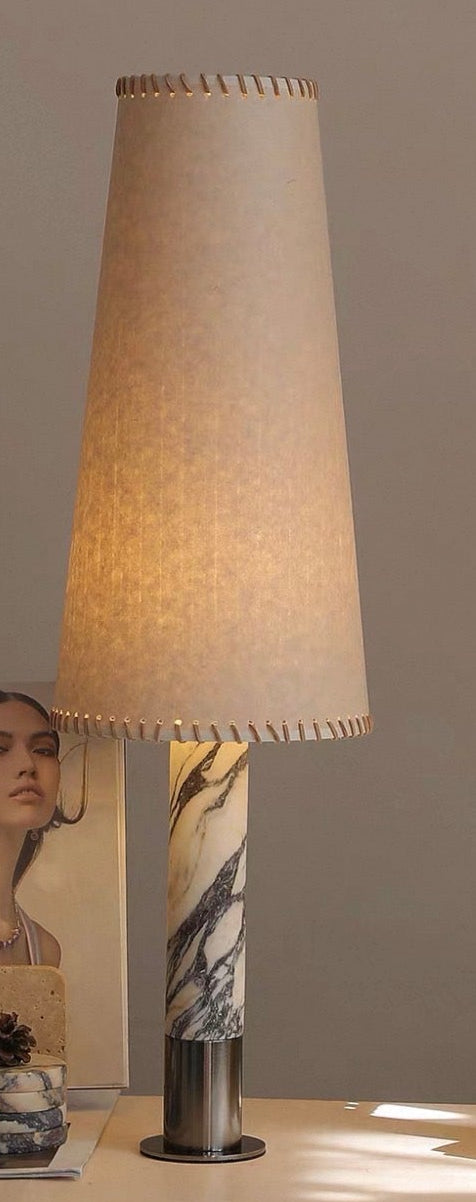 Designer Marble and Parchment Table Lamp | Minimalist Statement Lighting in Two Heights