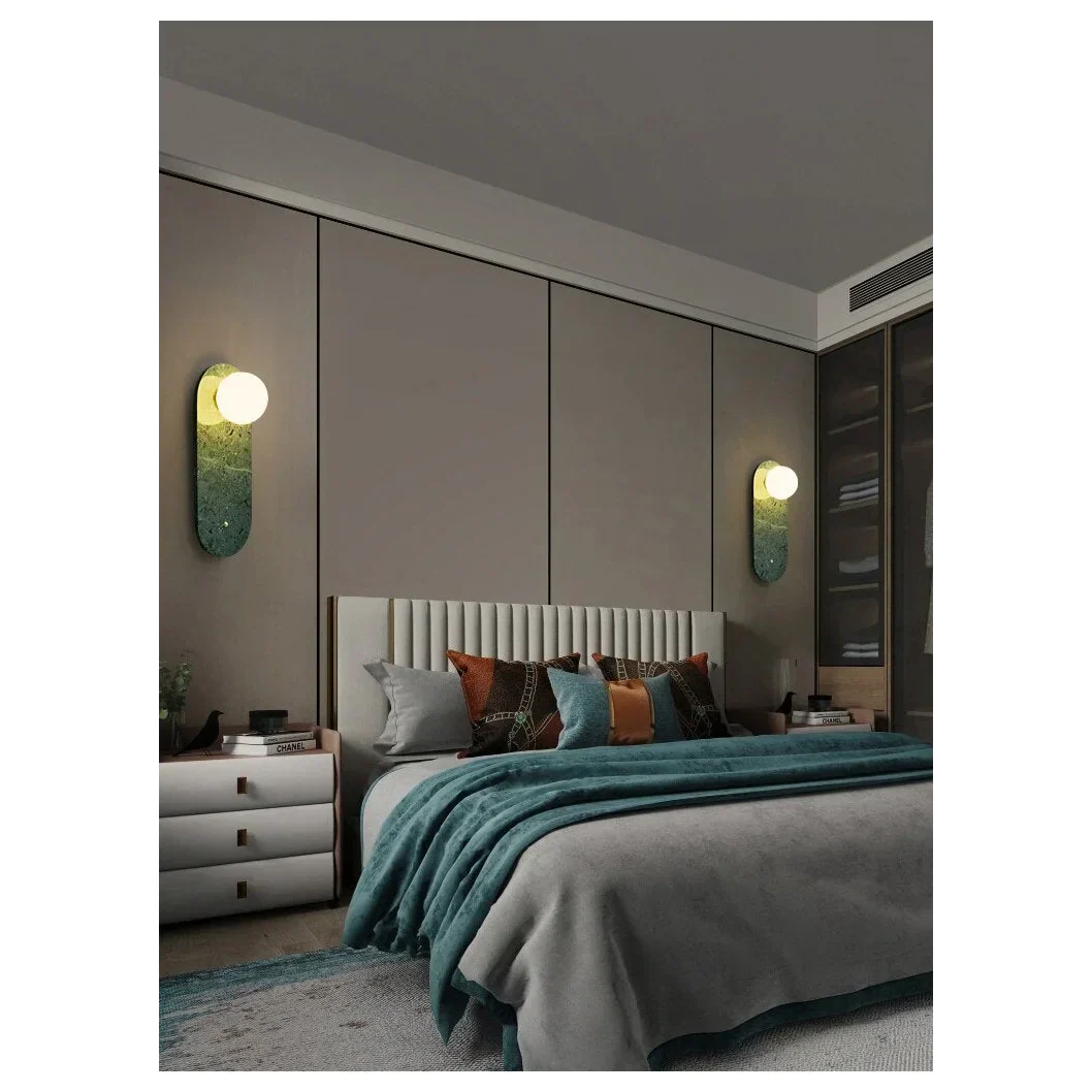 Marble Wall Sconce 32cm | Natural Stone Up-down Light Green or White Bedroom Hallway & Staircase Casalolalights Luxury