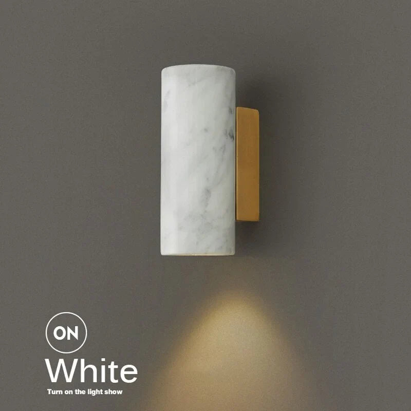 Marble Wall Sconce 16cm | Small Stone Block Bedside Light White Black Green Bedroom Hallway & Corridor Casalolalights