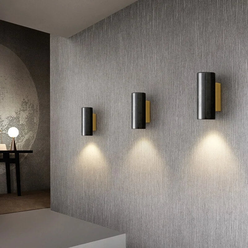 Marble Wall Sconce 16cm | Small Stone Block Bedside Light White Black Green Bedroom Hallway & Corridor Casalolalights