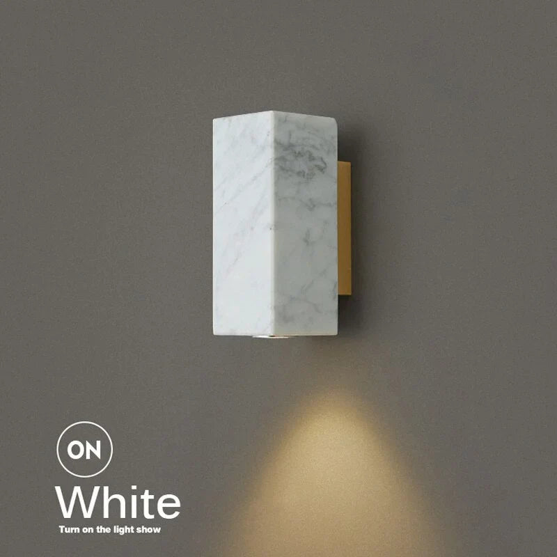 Marble Wall Sconce 16cm | Small Stone Block Bedside Light White Black Green Bedroom Hallway & Corridor Casalolalights