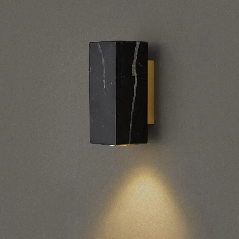 Marble Wall Sconce 16cm | Small Stone Block Bedside Light White Black Green Bedroom Hallway & Corridor Casalolalights