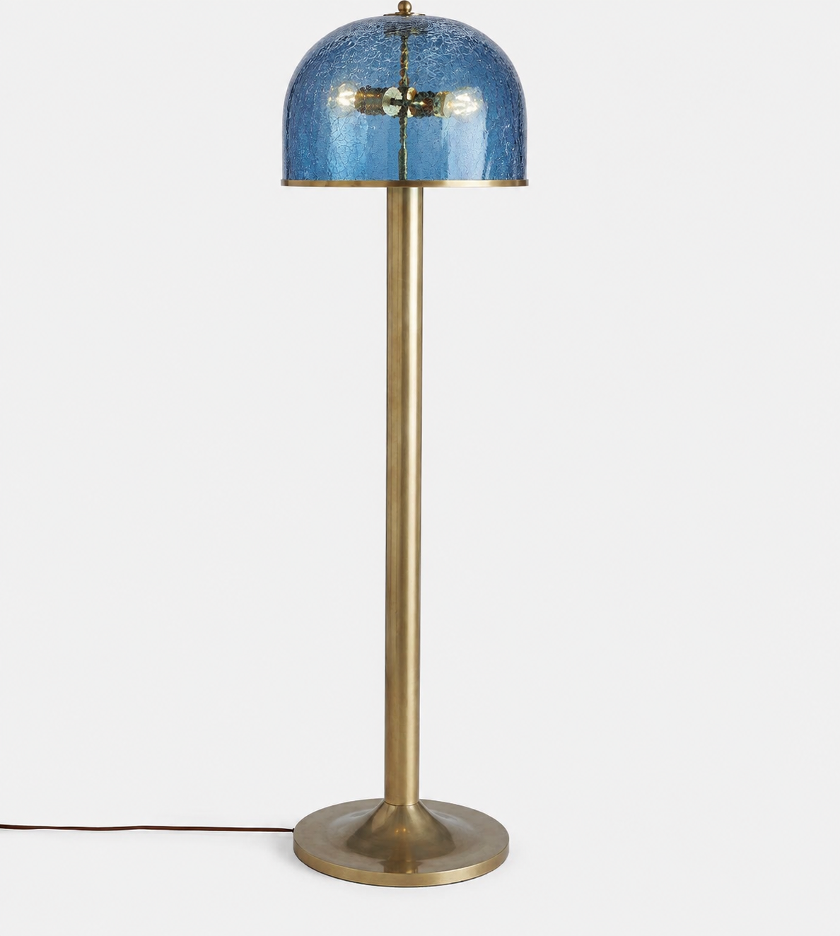 Unique Art Deco Floor Lamp - Marine Blue Crackle Glass & Aged Brass | Modern Living Room Lighting Casalolalights Luxury