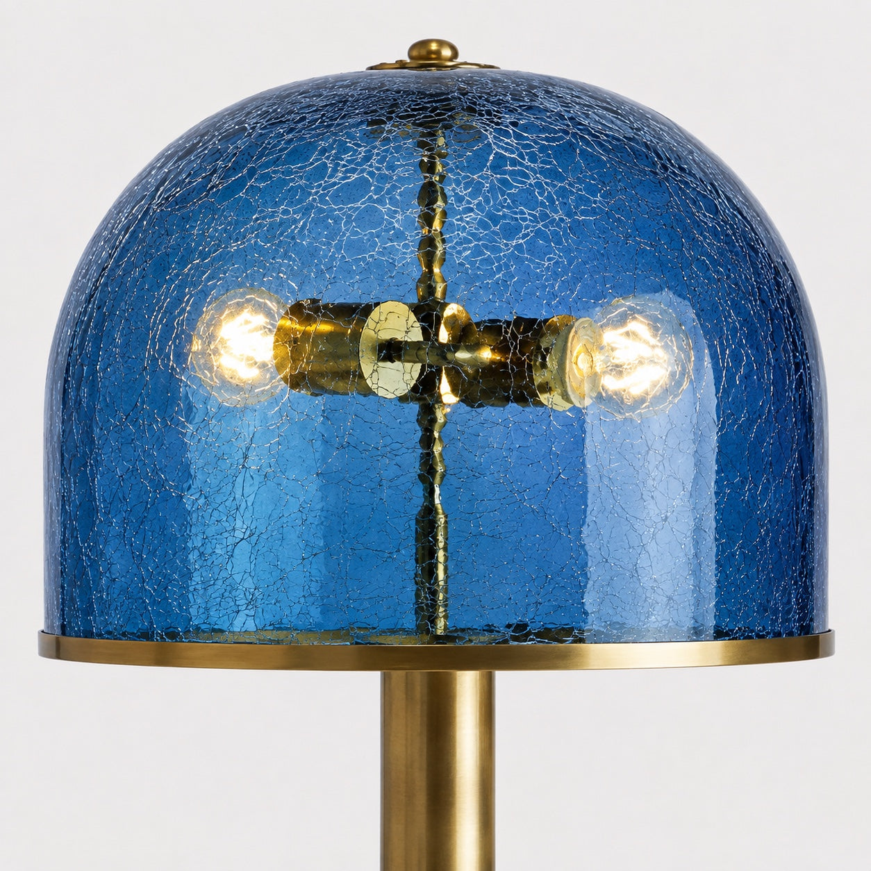 Unique Art Deco Floor Lamp - Marine Blue Crackle Glass & Aged Brass | Modern Living Room Lighting Casalolalights Luxury
