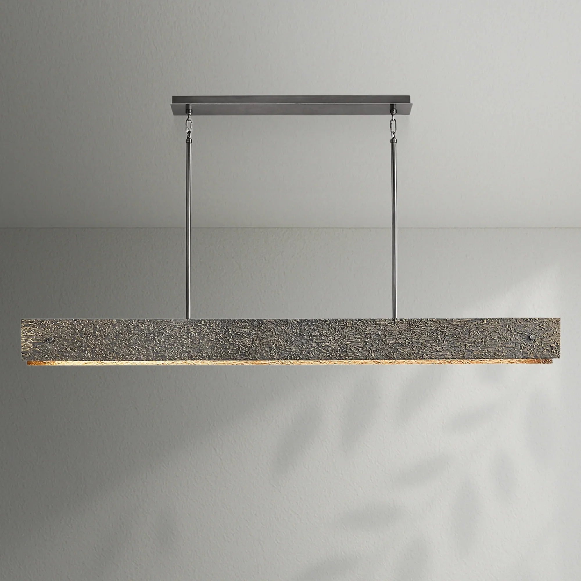 Solid Copper Linear Suspension | Brutalist Texture | 137cm - 182cm Dining Light | Heavy Cast Metal | Casalola Lights