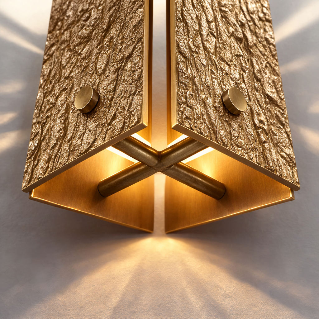 Solid Brass Brutalist Pendant Light | Wabi-sabi Organic Texture | 19’’ Rectangular Body | Custom Rod Heights | Casalola