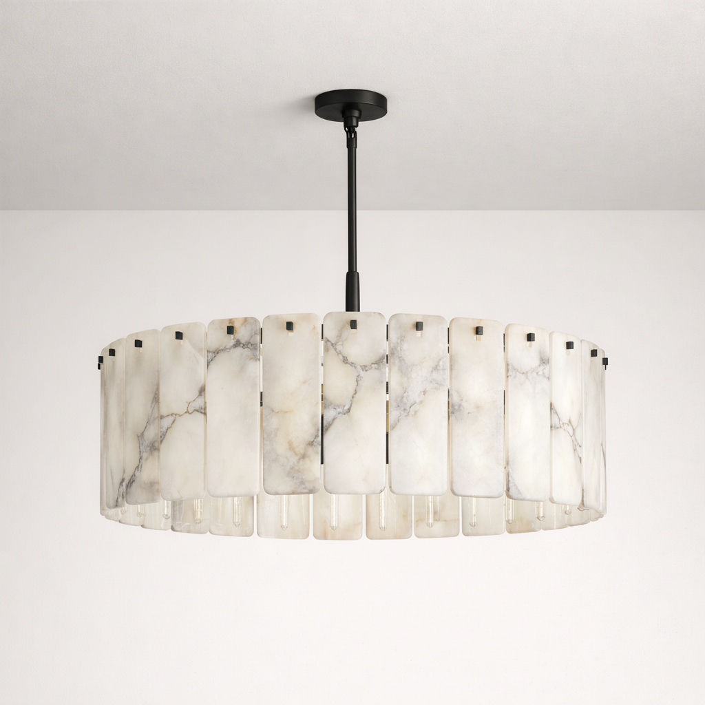 Italian Alabaster Pendant Light 36’’ Round Brass Chandelier | Casalola Lights Casalolalights Luxury Lamps for Interior