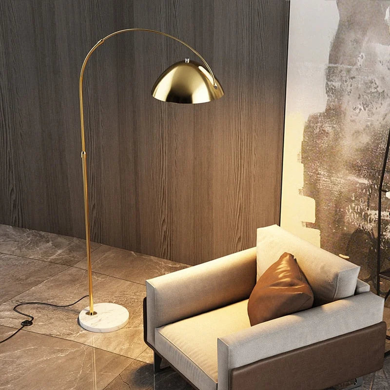 Black or Gold Arc Floor Lamp | 80cm Reach Over Sofa 182cm Tall E26/e27 Dimmable Option Casalola Lights Luxury Lamps