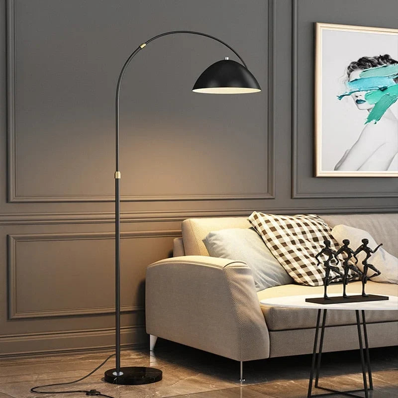 Black or Gold Arc Floor Lamp | 80cm Reach Over Sofa 182cm Tall E26/e27 Dimmable Option Casalola Lights Luxury Lamps
