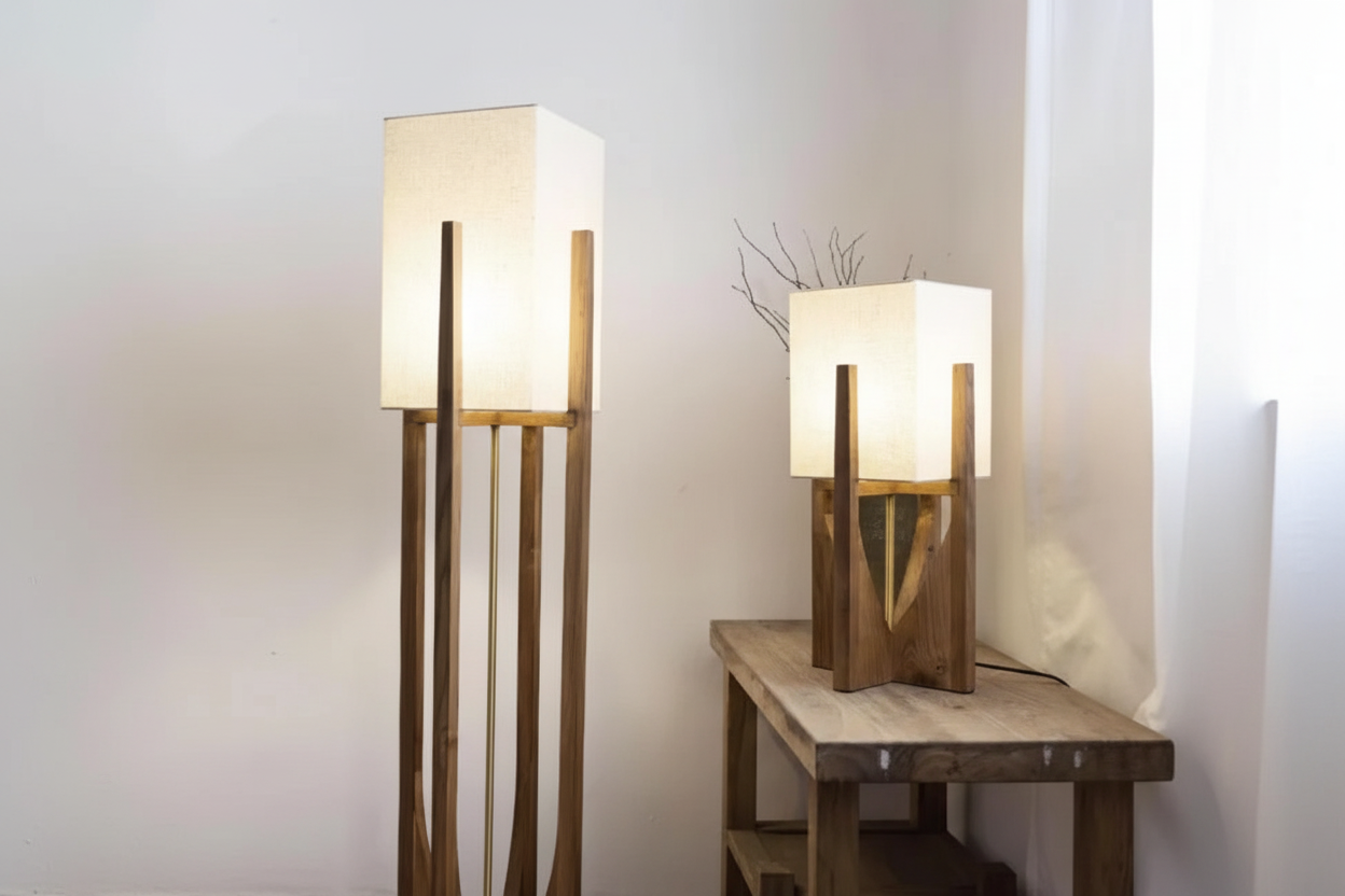 Unique Floor Lamps - Handmade Floor Lamps In Wood And Fabric
