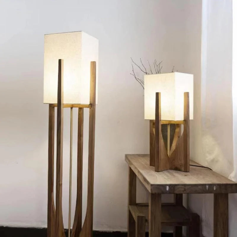 Mid Century Table Lamp | Japanese Light | Rustic | Wood Floor | Casalola