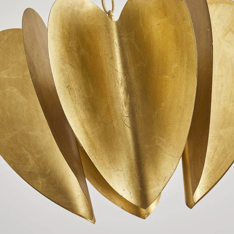 Mid-century Modern Gold Pendant Light – Sculptural Iron Chandelier with 6 Lights for Dining Room or Entryway