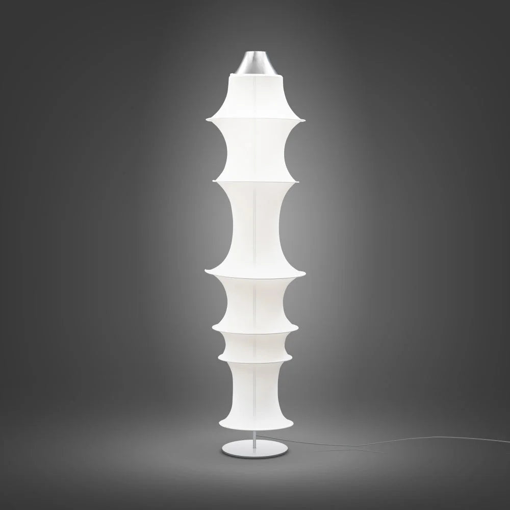 Modern Minimalism Floor Lamp in Fabric and Iron for Living Room or Bedroom