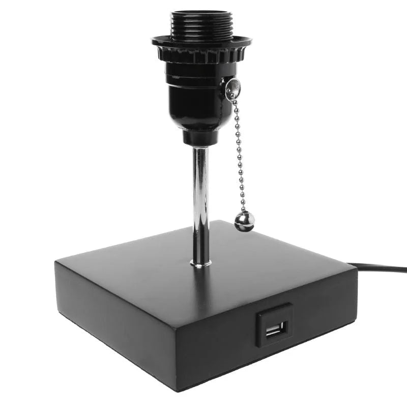 Minimalist Table Lamp Japandi Decor Usb Mobile Phone Charging Desk with Fabric Shade