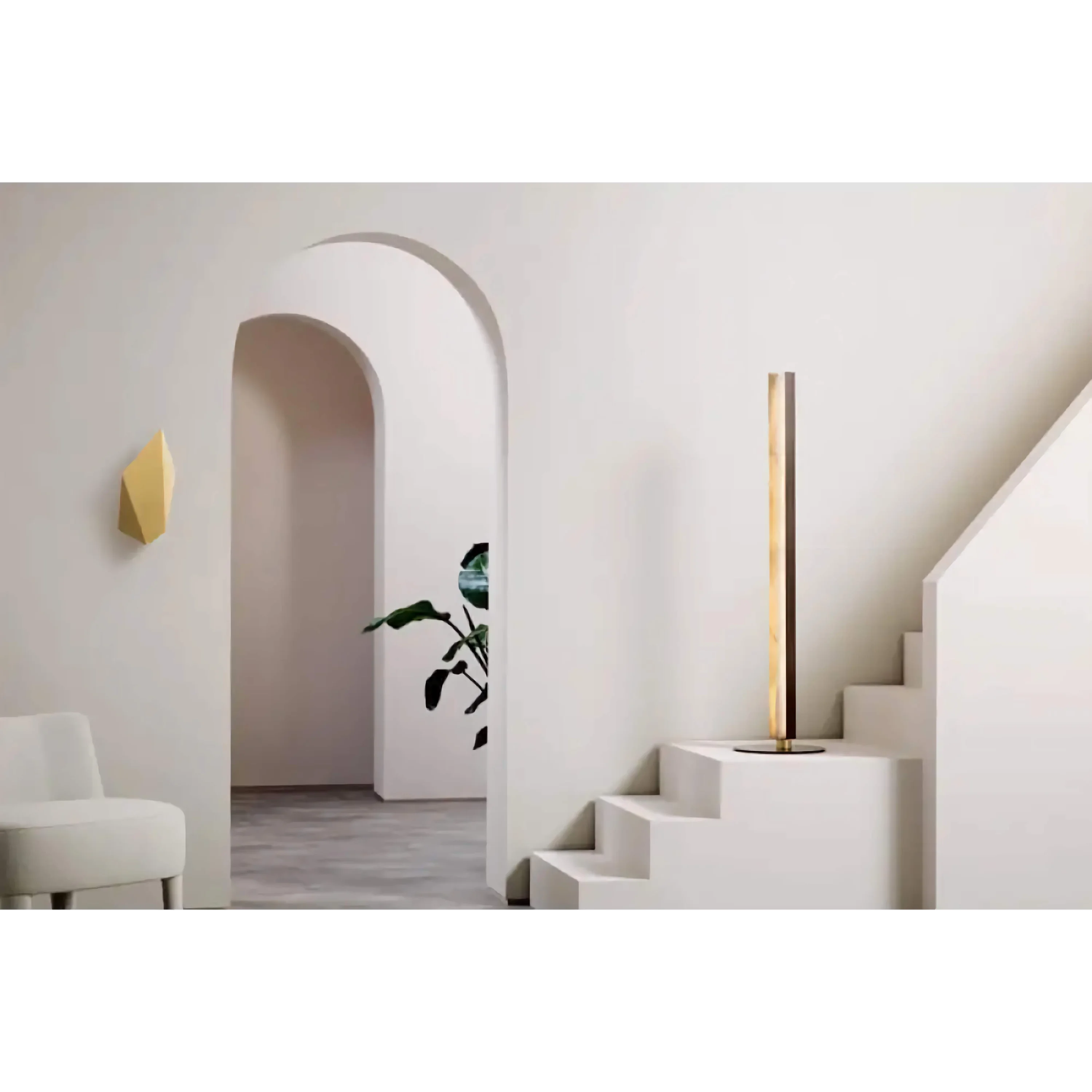 Minimalist Alabaster & Bronze Floor Lamp | Architectural Led Light