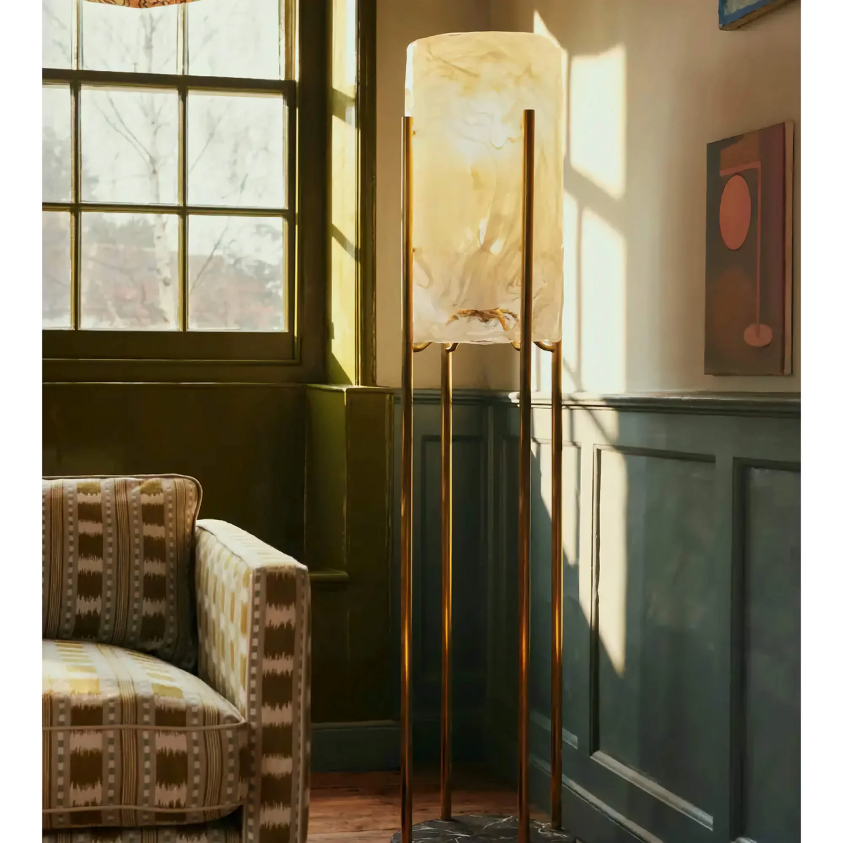 Genuine Marble & Brass Floor Lamp | Slim 35cm Profile 160cm Tall E26/e27 Dimmable Option 2700k Casalola Lights Luxury