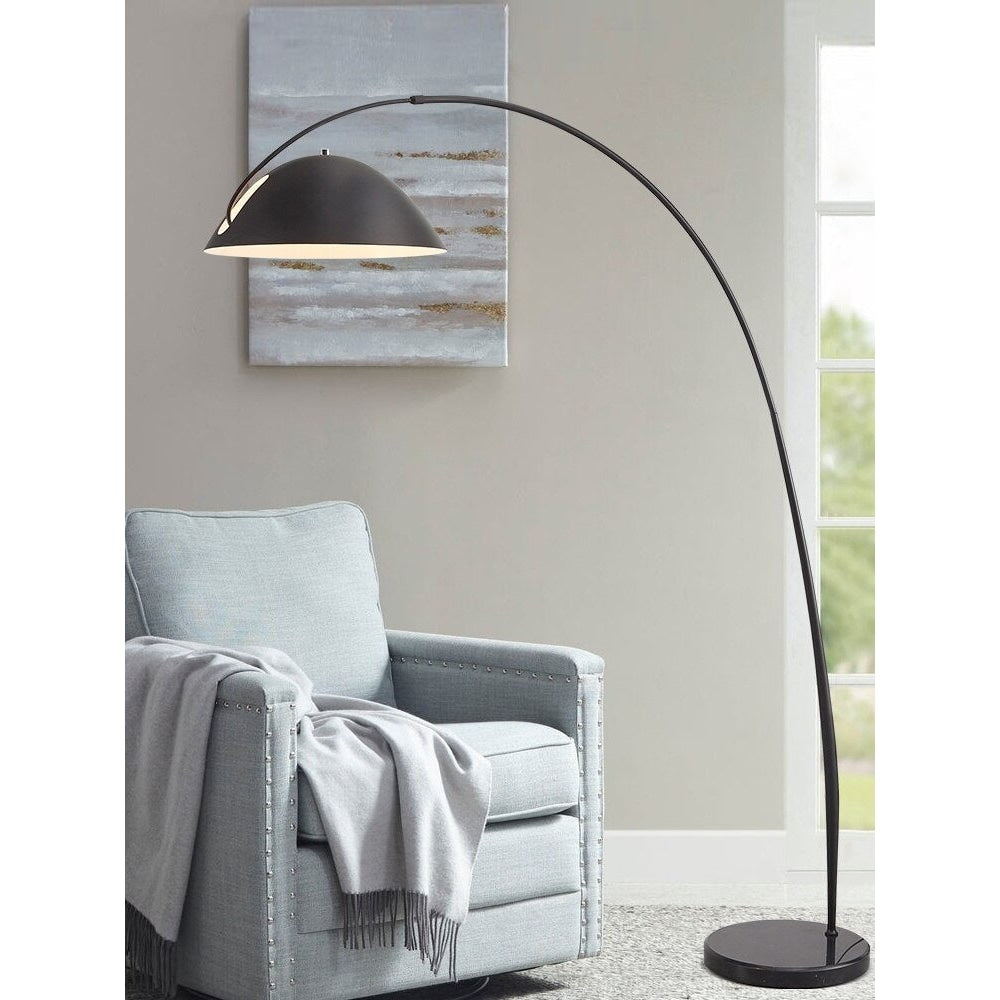 Minimalist Metal Black Arc Floor Lamp Sleek Design | Polished Chrome Finish - Lamps