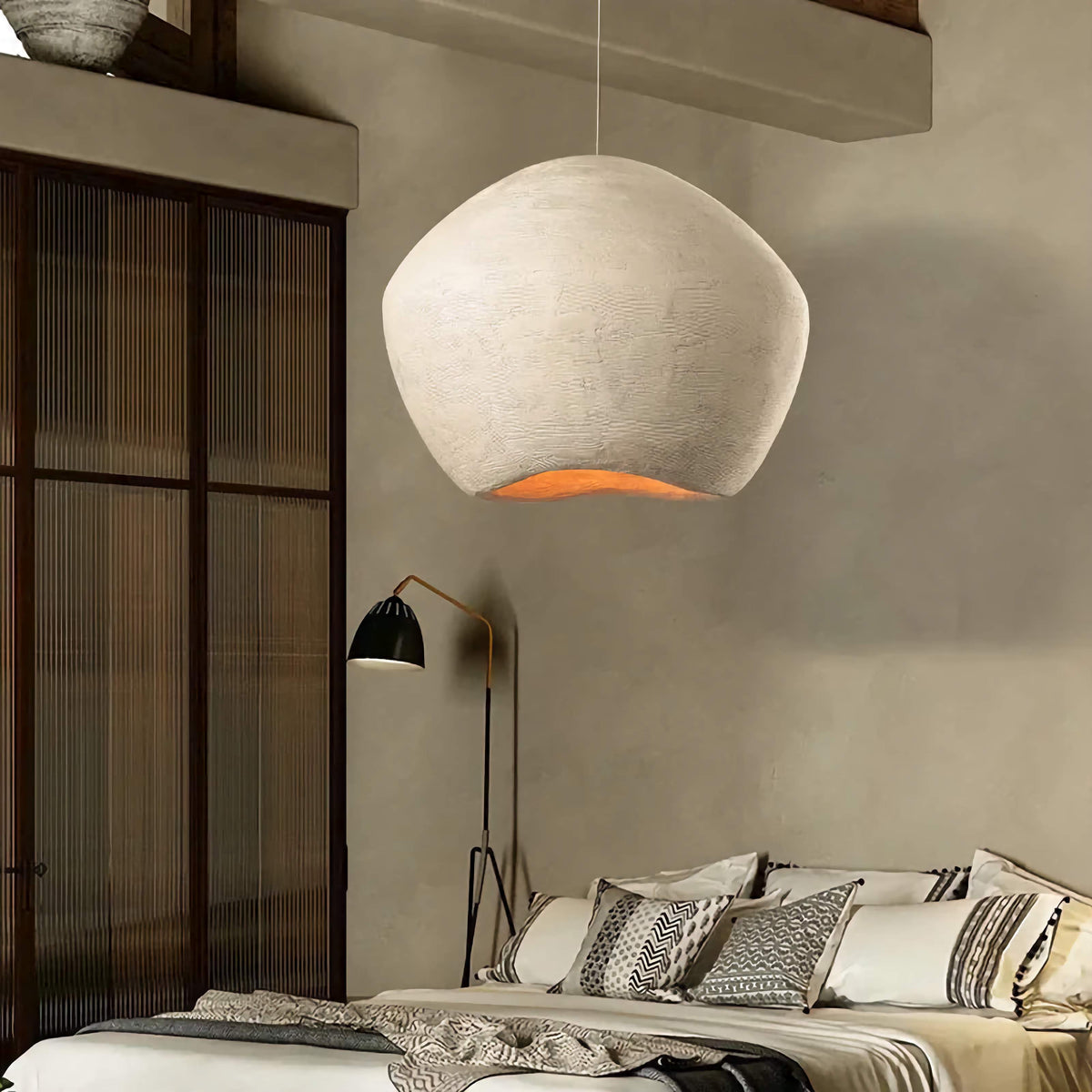 Sculptural Sphere Pendant Light 40-60cm | Hand-sculpted Minimalist Resin Lamp Living Room Bar & Dining Casalolalights
