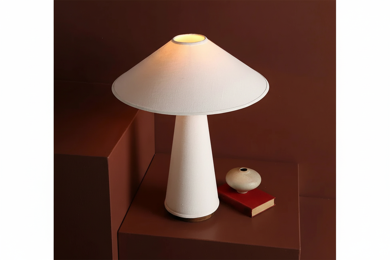 Minimalist Table Lamp Linden White Linen Bedside Lamps Casalolalights Luxury Lamps for Interior Designers