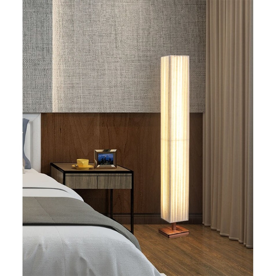 Minimalist Floor Lamp Walnut Wood Base White Cloth Corner Lamp For ... - Gauze Minimalist Floor Lamp Fixtures Design