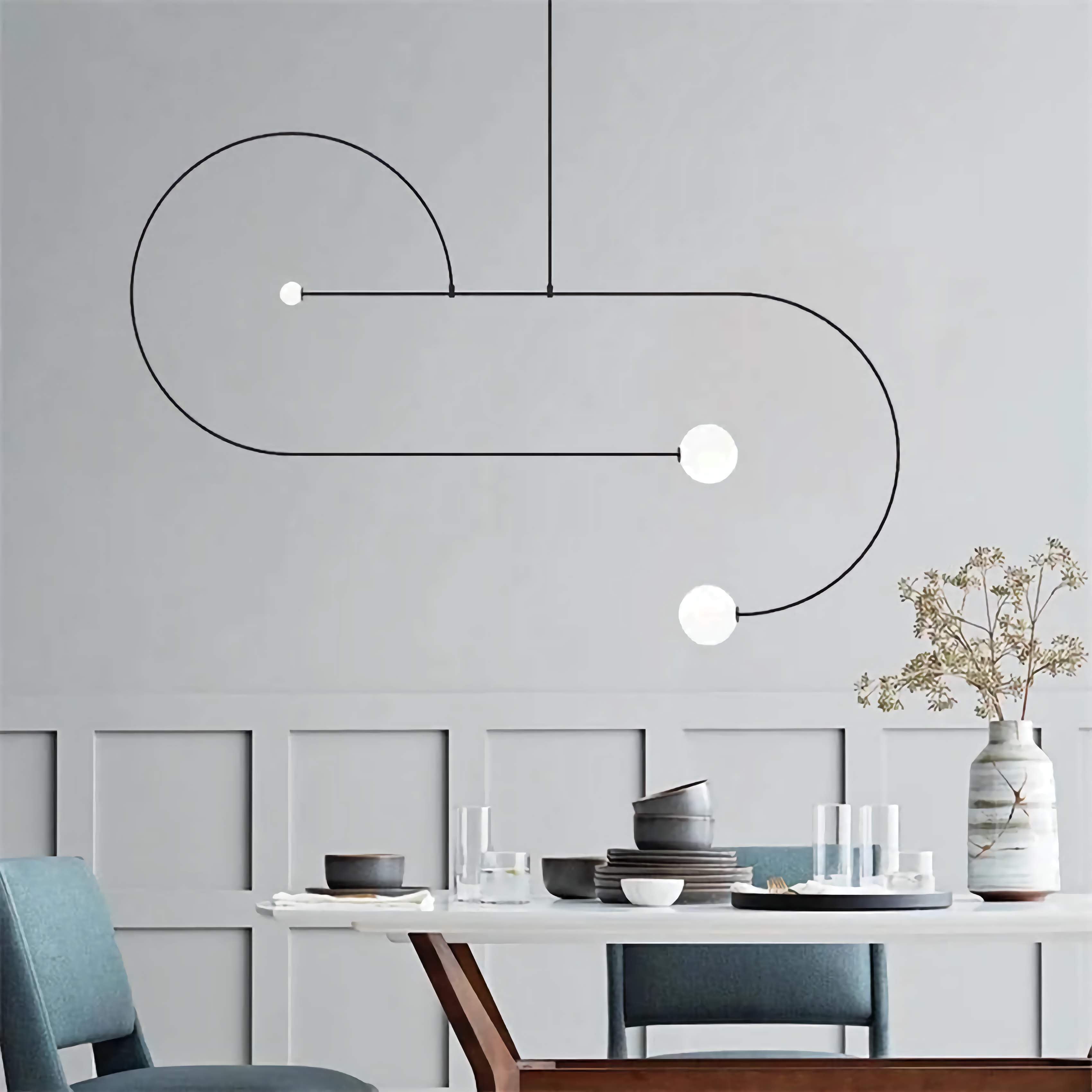Mobile Kitchen Island Pendant | Sculptural Black Modern Light Minimalist Design & Dining Table Casalolalights Luxury