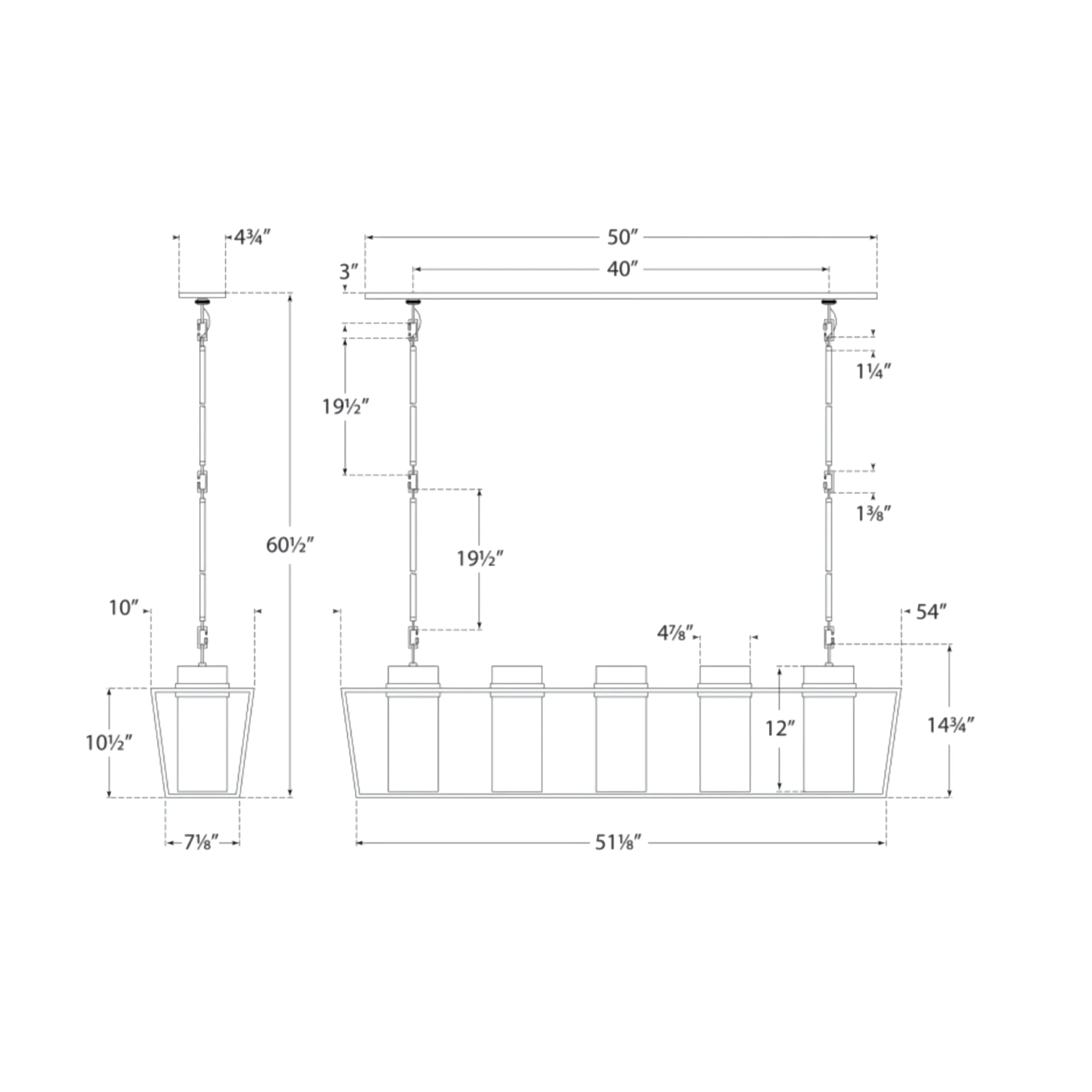 Brushed Brass Linear Chandelier | Studio Forme Modern Kitchen Island Lighting Dimmable Led