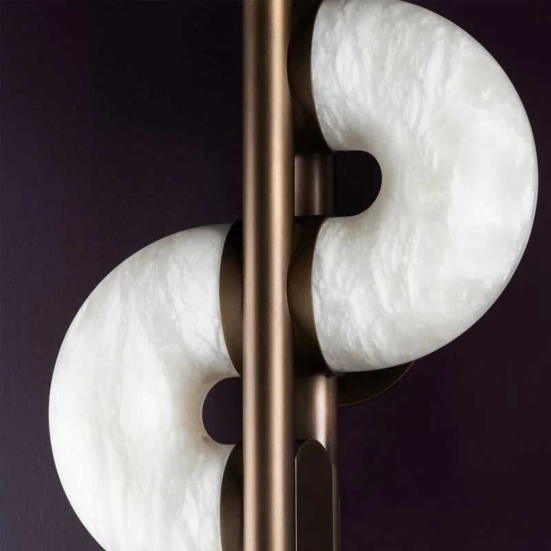 Alabaster Disc Wall Sconce | Tall Stone & Copper Statement 60cm Modern Art Deco Living Room Casalolalights Luxury Lamps