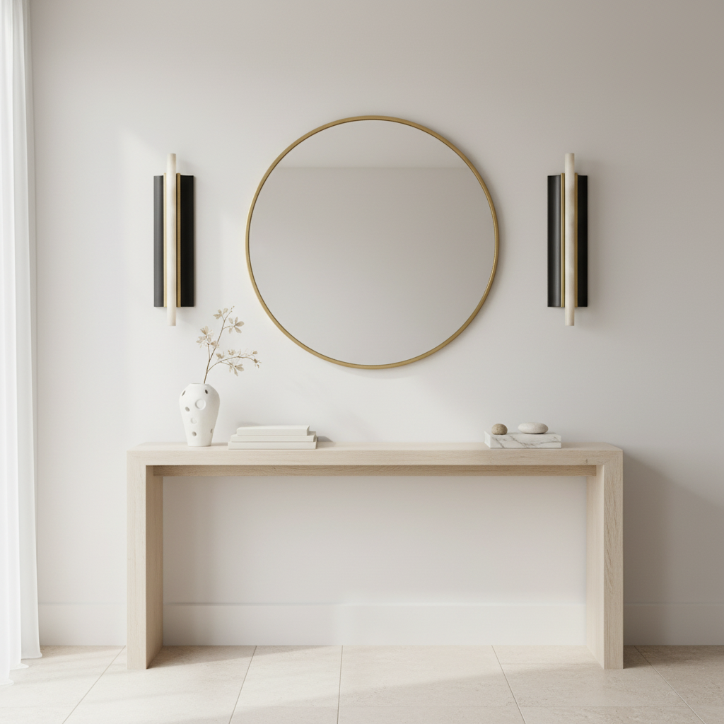Alabaster Tube Wall Sconce | Vertical Stone Black & Brass Modern Minimalist Hallway Living Room Casalolalights Luxury