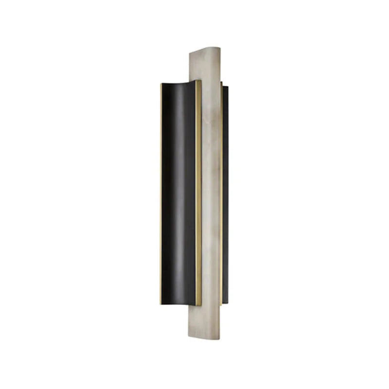 Alabaster Tube Wall Sconce | Vertical Stone Black & Brass Modern Minimalist Hallway Living Room Casalolalights Luxury