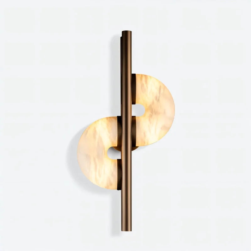 Modern Alabaster Wall Sconce – Brass Frame for Bedroom & Living Room