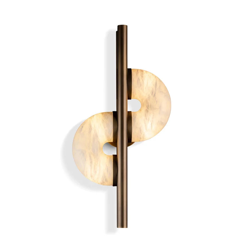 Modern Alabaster Wall Sconce – Brass Frame for Bedroom & Living Room