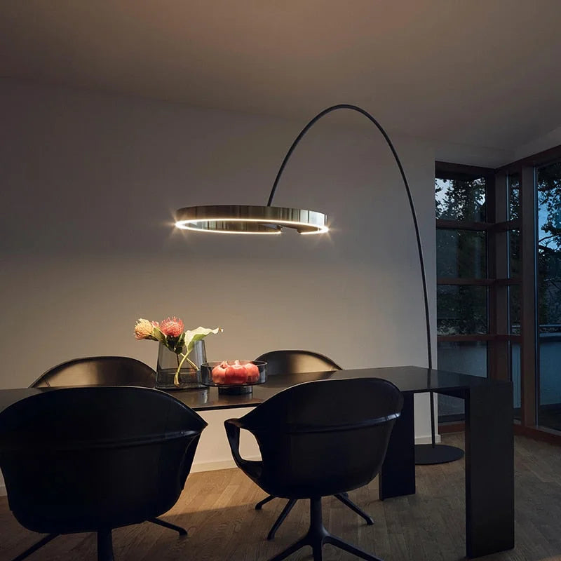 Modern Arc Floor Lamp with Golden Ring Led Lampshade | Metal 200cm Aluminum Shade Casalolalights Luxury Lamps