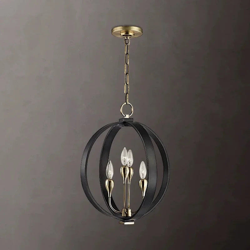 Modern Orb Candelabra Chandelier with Brass and Iron – Statement Lighting for Dining Room or Entryway