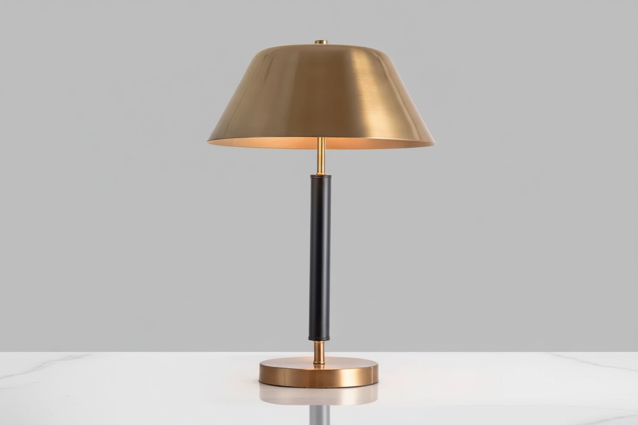 MODERN BRASS AND BLACK IRON TABLE LAMP | DESIGN CLXC0120