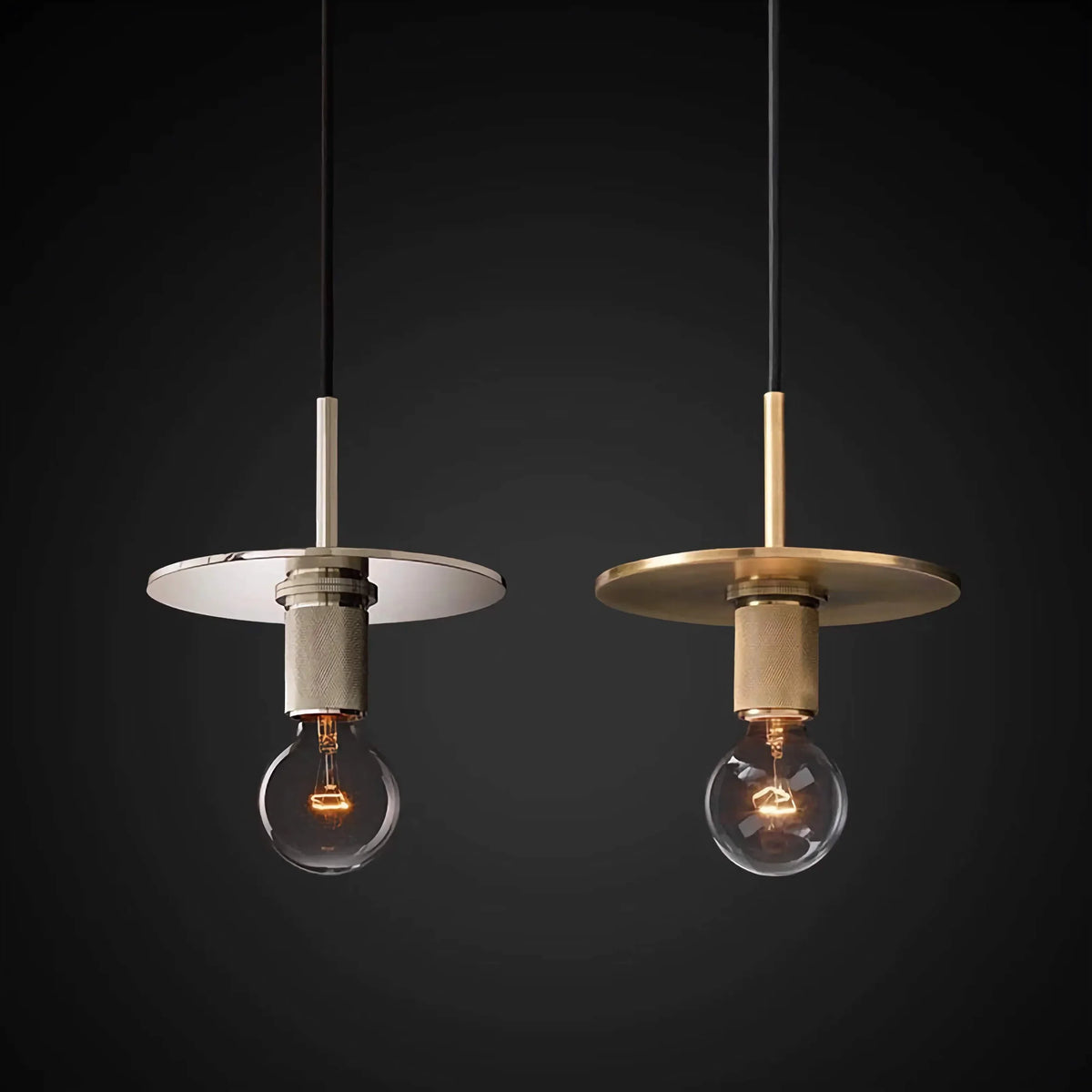 Disc Pendant Light for Kitchen Island or Dining Room | Exposed Bulb Casalola Lights Luxury Lamps Interior Designers