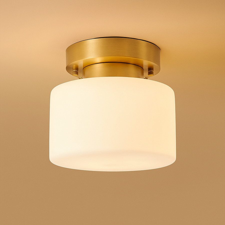 LÁMPARA DE TECHO MODERNA DE COBRE Y CRISTAL