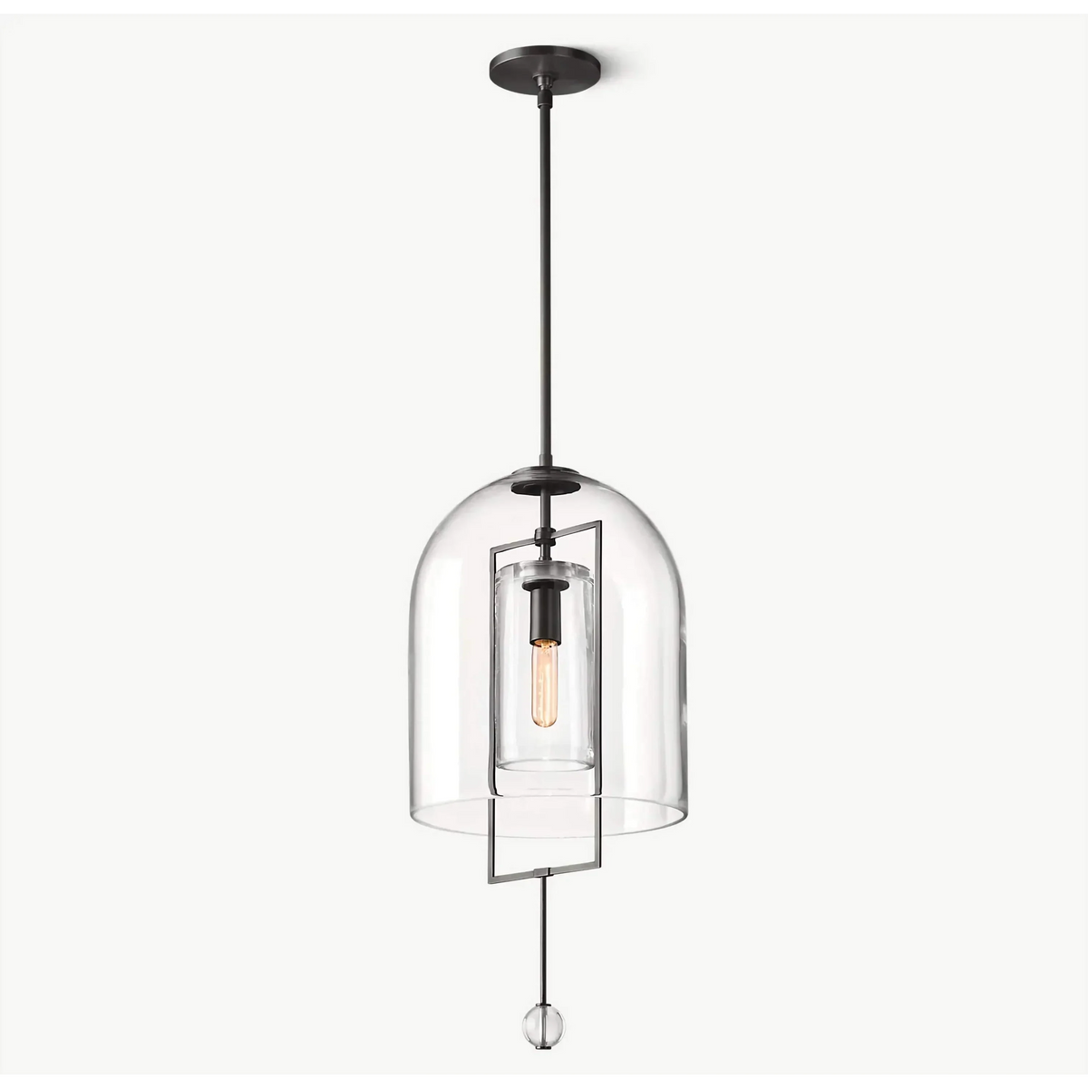 Glass and Brass Pendant Light for Kitchen Island or Entryway | Nested Clear Dome 7.1 9.8 Inch Casalola Lights Luxury
